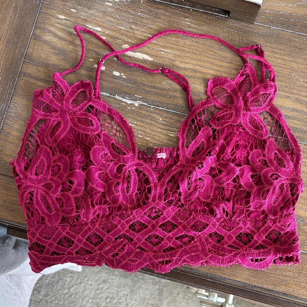 Floral Lace Bralette in Deep Red